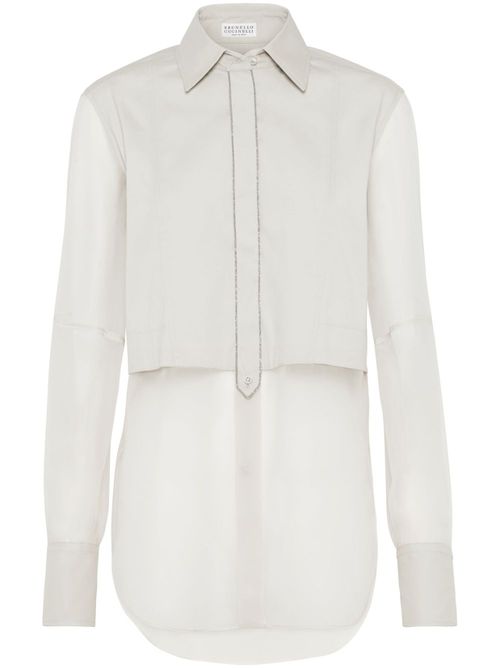 Monili-embellished layered shirt - Neutrals