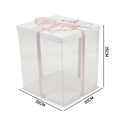 TEMU Holiday Gift Wrapping Box - Wreath-pattern Clear Pvc Case With Satin Ribbon 6/8/10inch, Dustproof Christmas/birthday Packaging