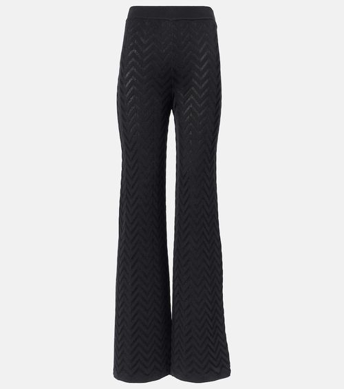 High-rise cotton-blend wide-leg pants