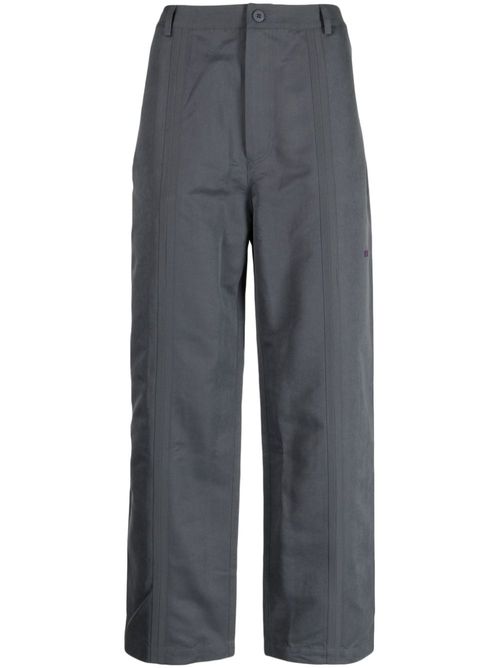 Logo-embroidered straight-leg trousers - Grey