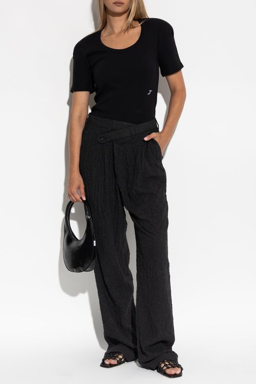Trousers With Wool Trim, Women's, Grey