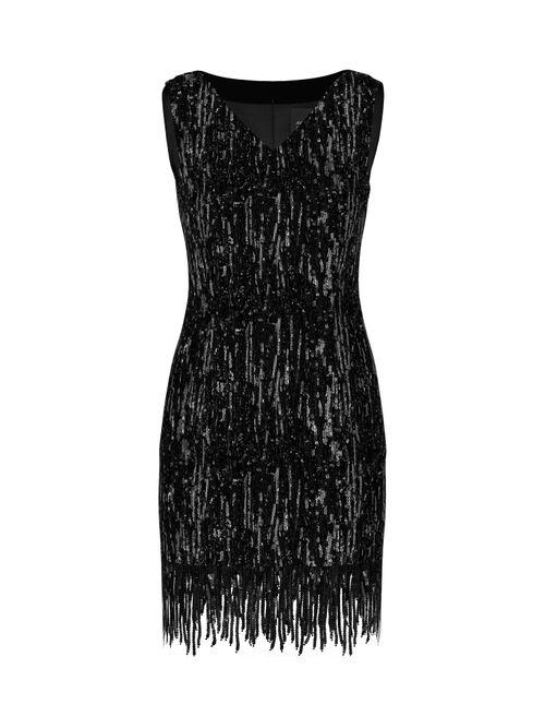 Marc Cain Sheath dress with sequins, black, 46 N