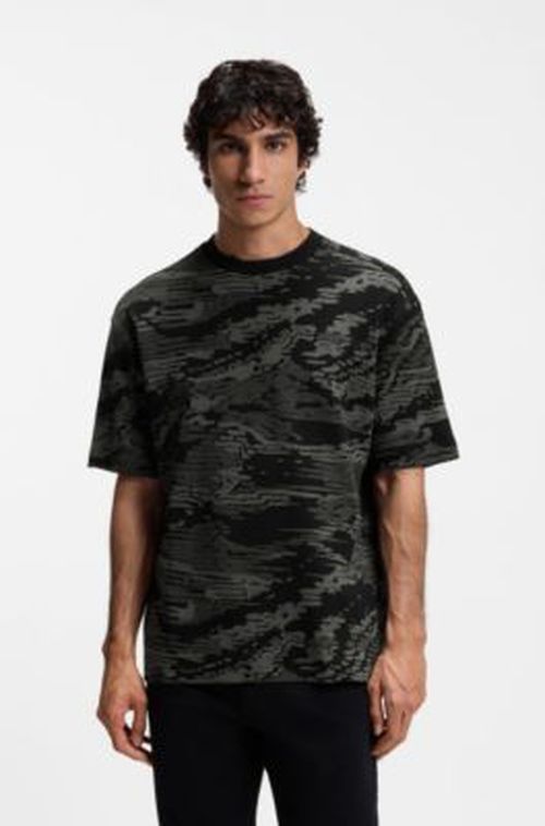 BO Camouflage-jacquard T-shirt in cotton - Black Men's T-hirt