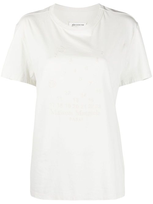 Numbers-embroidered cotton T-shirt - White