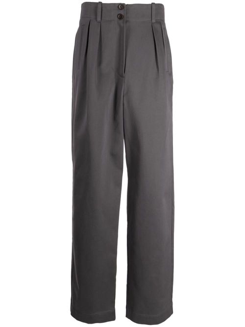Straight-leg cotton tailored trousers - Grey