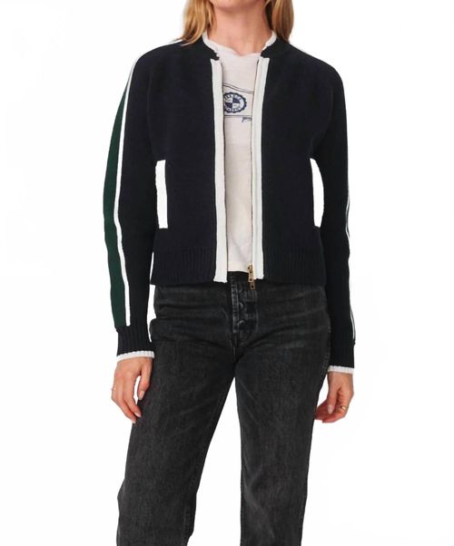 Varsity Sweater Jacket In Blue