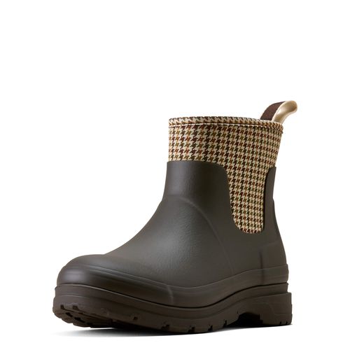 Women's Kelmarsh Shortie Rubber Boots in Chocolate Tan Twill, B Medium Width, Size 3, by