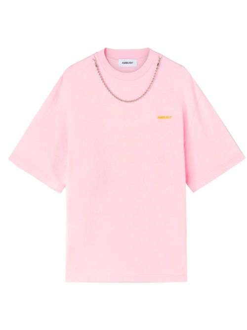 Ball chain-detail T-shirt - Pink