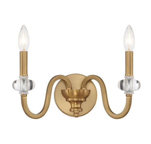 Warm Brass Two Light Wall Sconce from the Bergdorf Collection