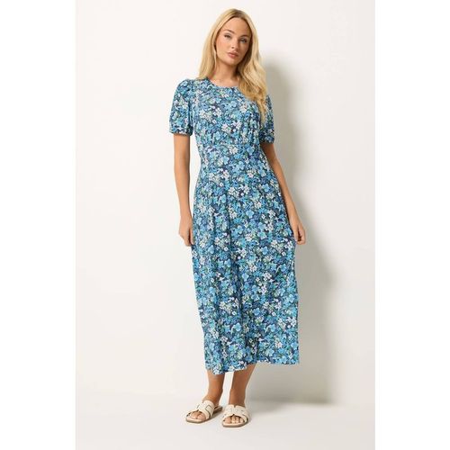 M&Co Women's Floral Short Sleeve Midi Dress in Blue