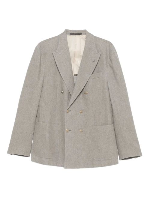 Double-Breasted Wool-Cashmere Blazer — grey