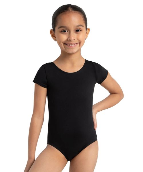 Girls Short Sleeve Leotard - Black