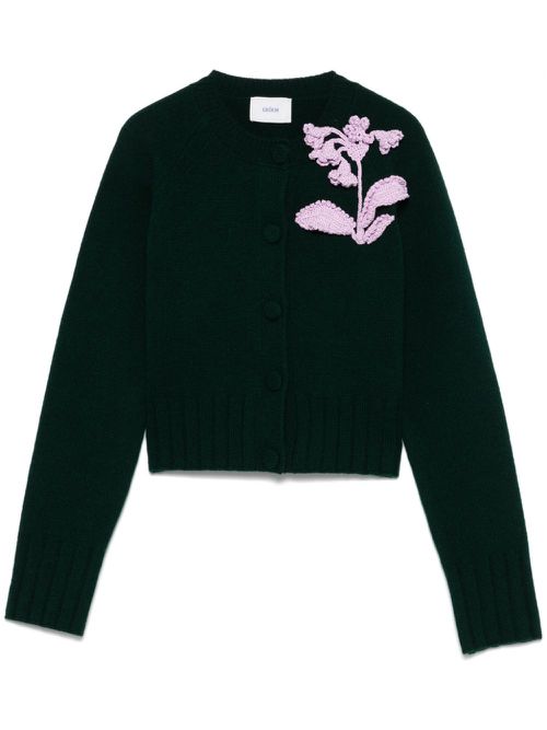 Floral-appliqué cardigan - Green
