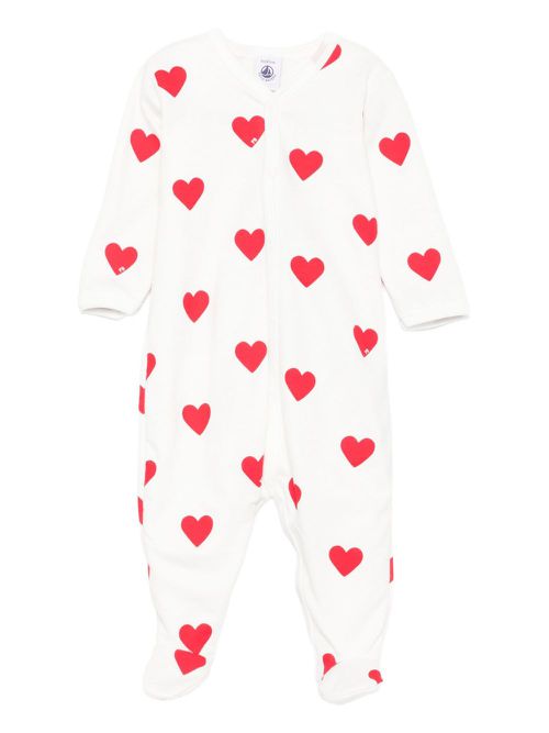 Heart-print romper - White