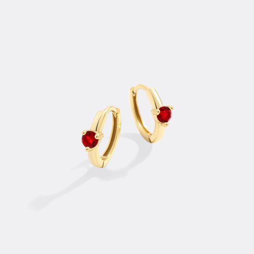 Solitaire Birthstone Huggie Hoop Earrings