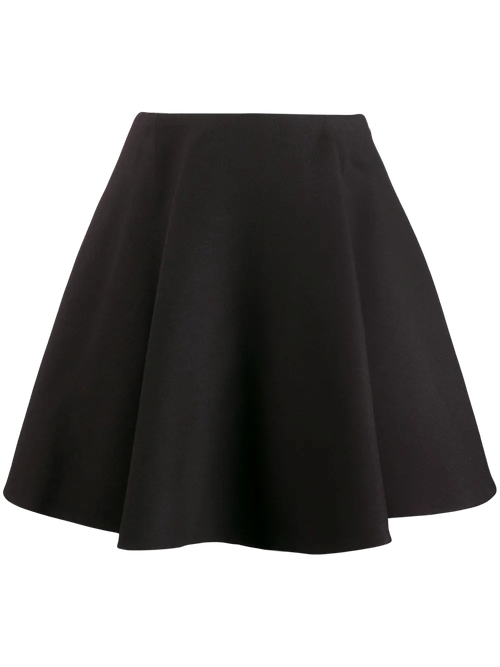 Flounced Crepe Skirt — Black