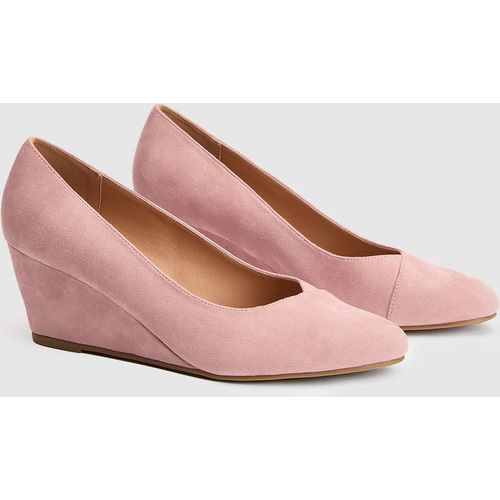 Wallis Womens Wide Fit Daisy Almond Toe Mid Wedge Court Shoes - Pink - 4 Wide Fit UK Shoe
