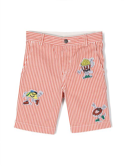 Striped cotton shorts - Red