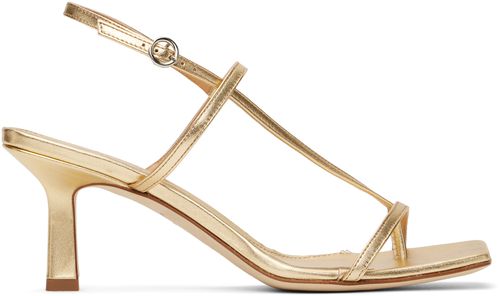 Aeyde Gold Elise Leather Toe-Post Heeled Sandals