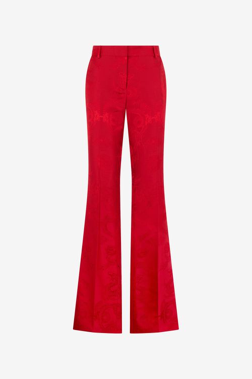 Dark Red Trousers With Dragon Pattern