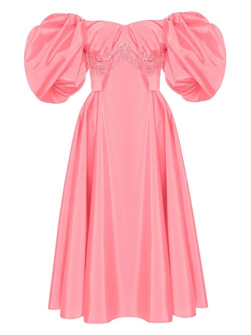 Off-shoulder balloon-sleeve dress - Pink