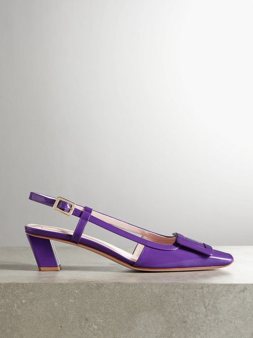 Belle Vivier Patent-leather Slingback Pumps - Purple