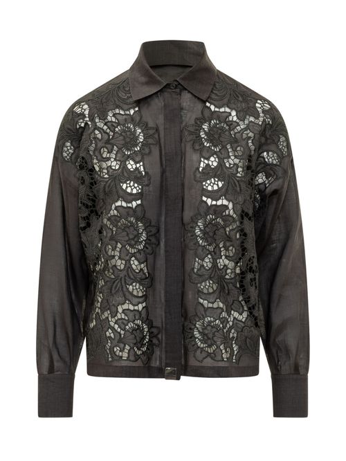 Black Regular Embroidered Shirt