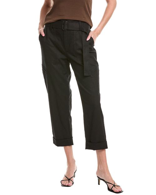 Belted Linen-Blend Pant