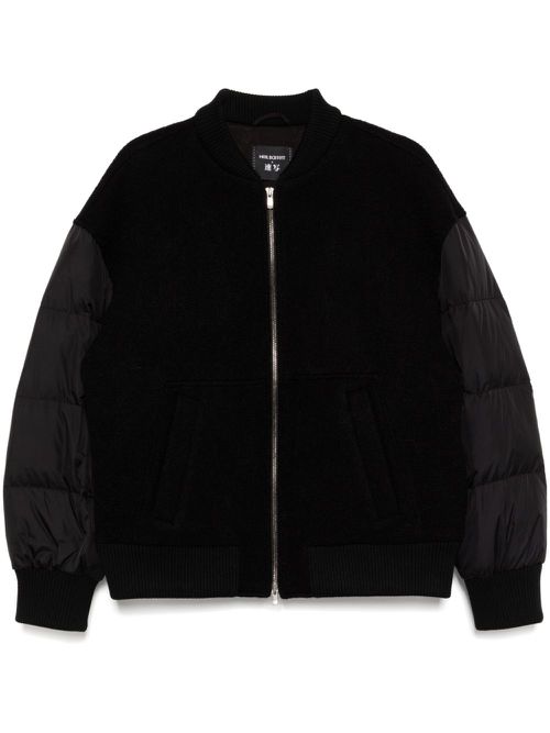 Ribbed-knitted hem bomber jacket - Black