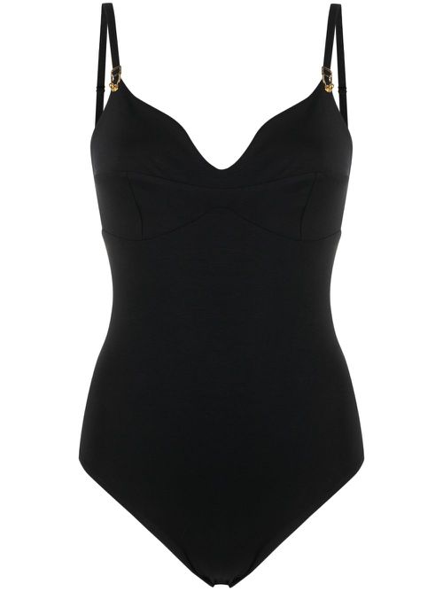 V-neck spaghetti-strap body - Black