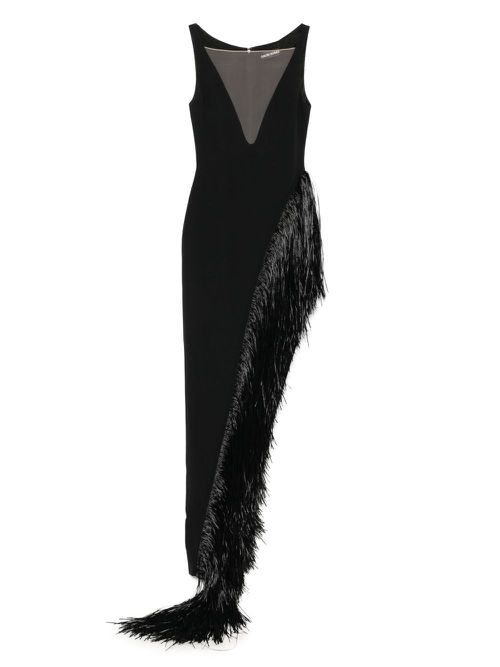 David Koma fringed cady gown - Black
