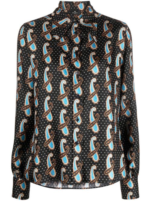 Paisley-print silk shirt - Black