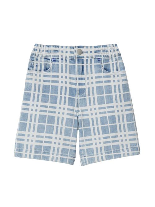 Check-pattern denim shorts - Blue