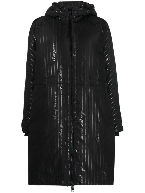 Logo-print hooded coat - Black