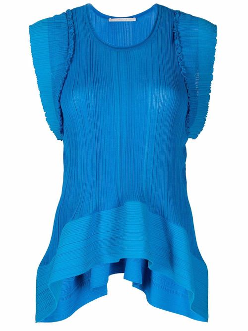 Two-tone fine-ribbed top - Blue