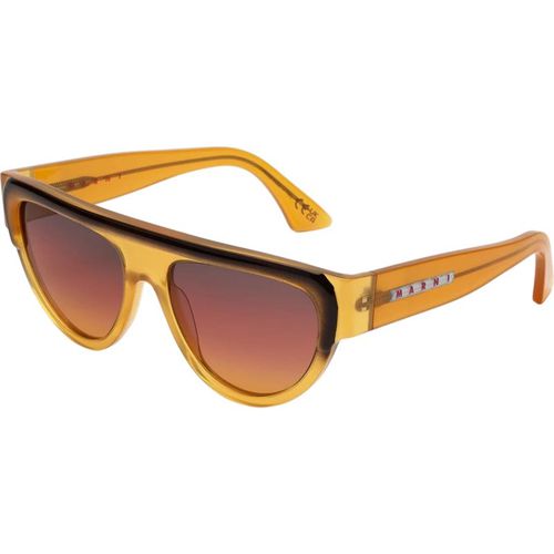 Marni Unisex Marni Ziruna Faded Tan Gafas de sol Acetato Naranja Rojo Piloto Normal Matizado