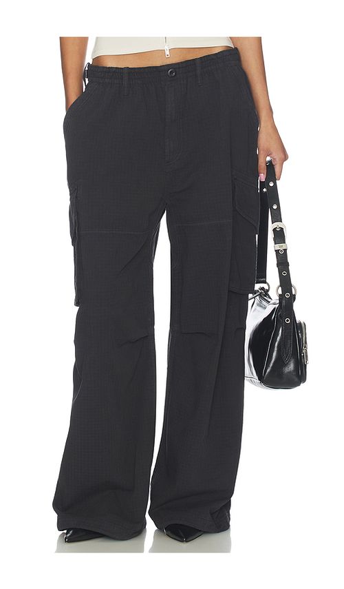 Alexander Wang Mid Rise Cargo Pant With Internal Logo in Jet Black. M also in