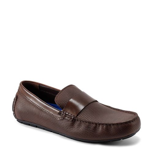Men's Tayo Flat Loafer Slip On Shoes (Dark Brown Embossed Leather)