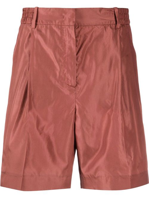 High-waisted silk shorts - Red