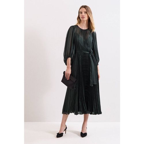 Phase Eight Women's Lucie Striped Pleated Midi Dress in Bottle Green