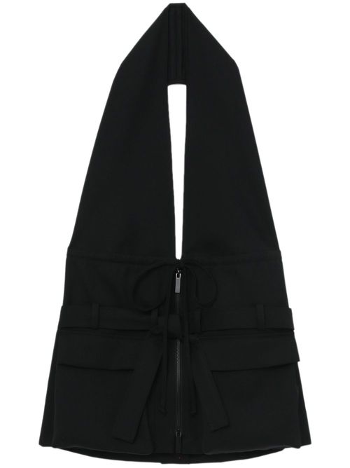 Belted halterneck vest - Black