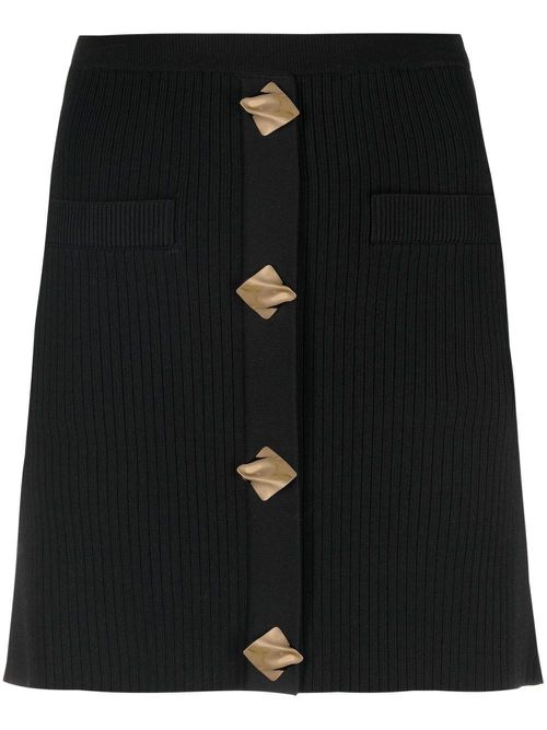 Self-Portrait ribbed-knit mini skirt - Black
