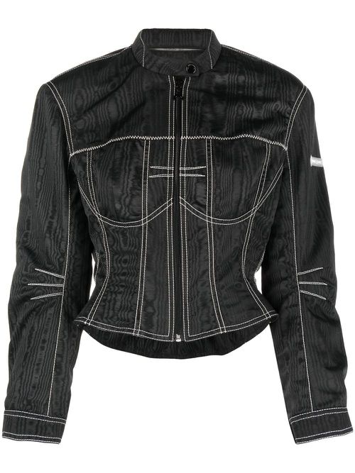 Moiré-effect fitted jacket - Black