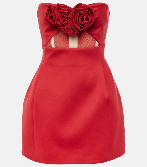 Cutout wool-blend bustier dress