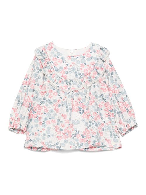 Floral-print ruffled top - Blue