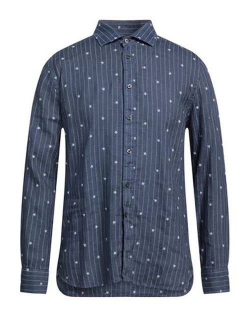 120% Lino Man Shirt Navy Size 4XL Linen