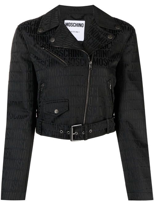 Cropped zip-fastening jacket - Black