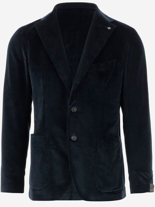 Single-breasted Jacket In Stretch Cotton Velvet