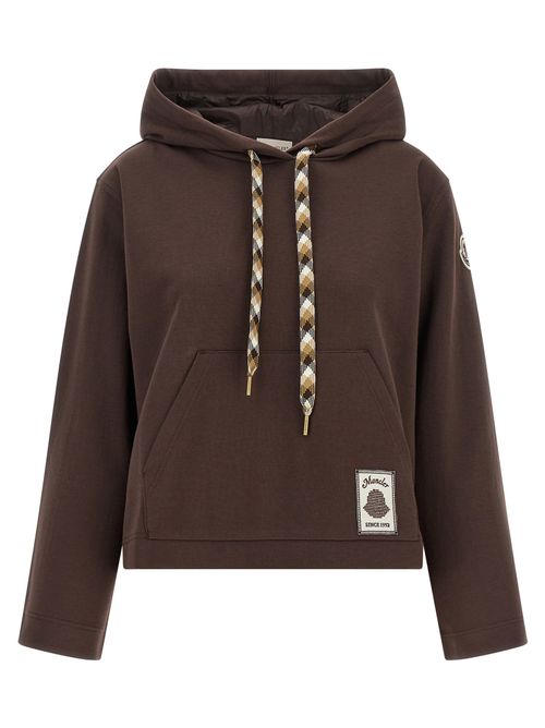 Cotton-Blend Drawstring Hoodie — Brown