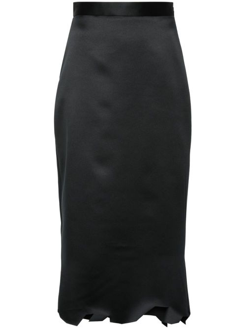 Asymmetric-hem midi skirt - Black
